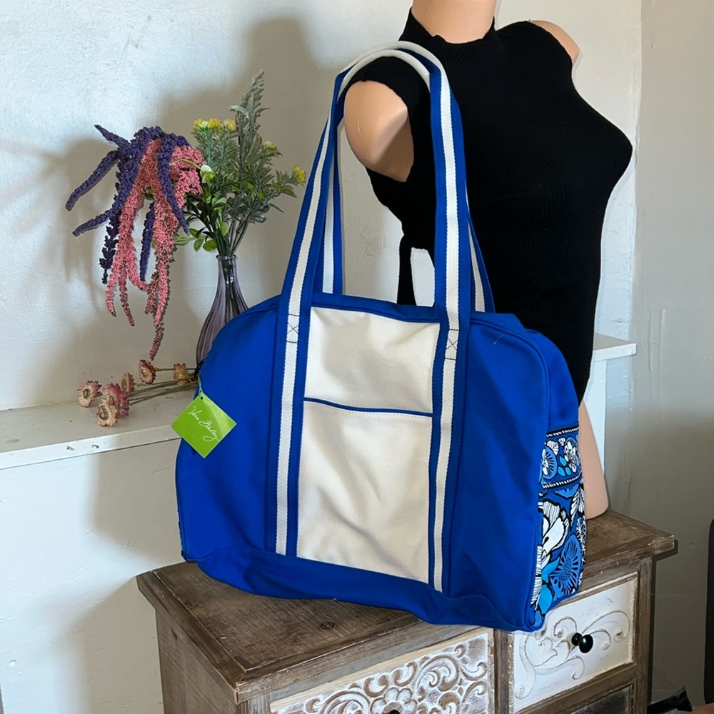 Large Vera Bradley blue/white Weekender Bag
